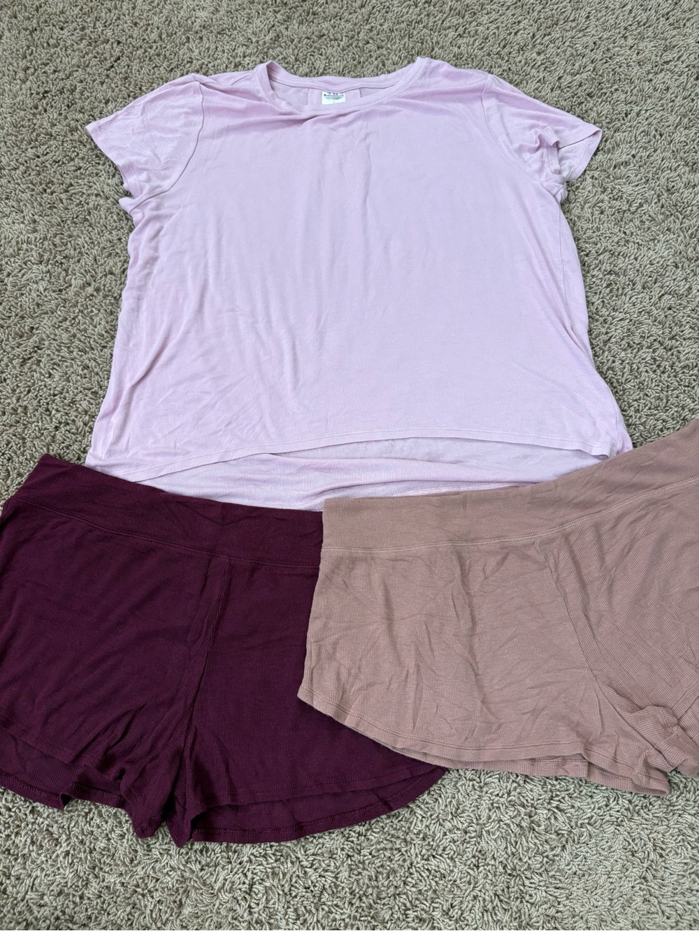 Athleta ease top M and lounge shorts L Women’s Light Pink Short Sleeve Top